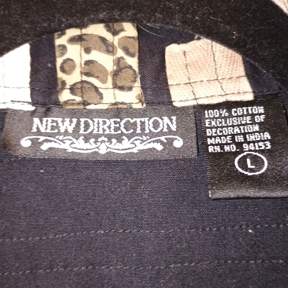 New Direction Animal Print Patchwork Jacket Cotton Size Large Boho Cheetah Zebra - Picture 4 of 5